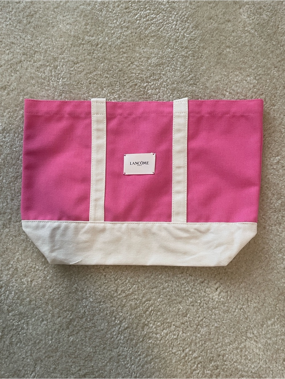Pink Canvas Tote with White Trim